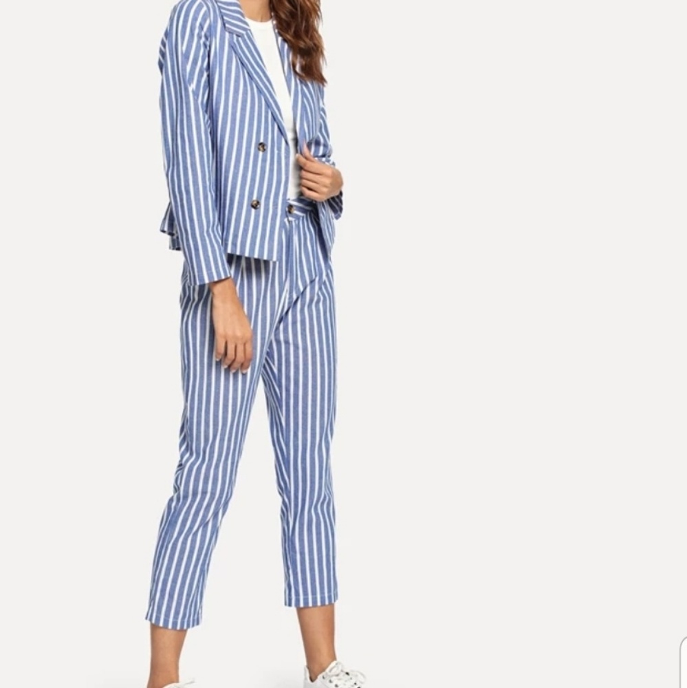 2 set Double Button Notched Collar Blazer and Pant - Picture 8 of 8